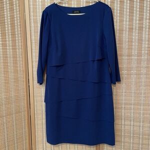 Tahari Arthur's S. Levine Womens 14 Dress Tiered 3/4 Sleeves Y2K office party